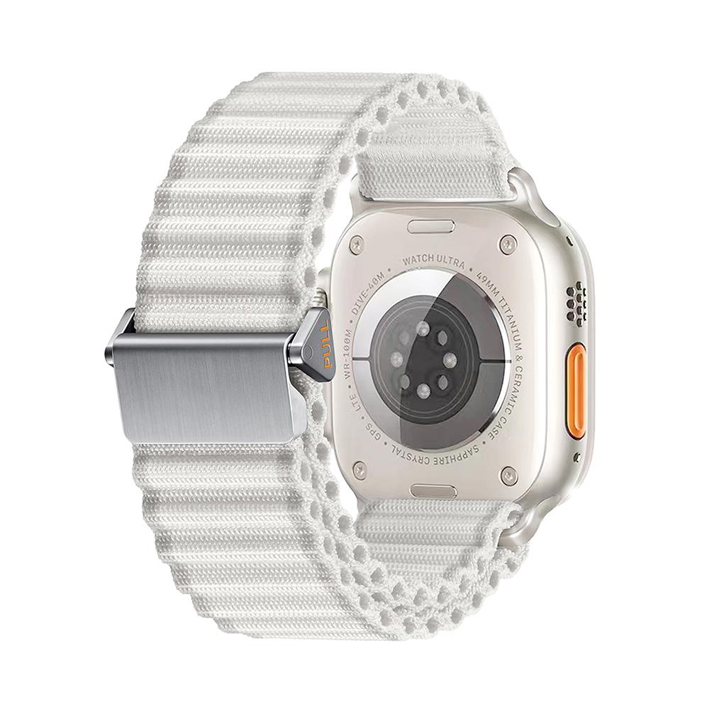 Apple Watch 6 5 4 3 2 1 SE 42 44 mm uyumlu Kumaş Kordon Naylon Hasır Örgü Kayış Beyaz