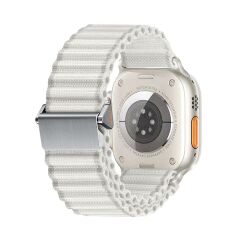 Apple Watch 6 5 4 3 2 1 SE 42 44 mm uyumlu Kumaş Kordon Naylon Hasır Örgü Kayış Beyaz
