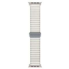 Apple Watch 6 5 4 3 2 1 SE 42 44 mm uyumlu Kumaş Kordon Naylon Hasır Örgü Kayış Beyaz