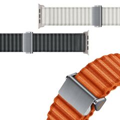 Apple Watch 6 5 4 3 2 1 SE 42 44 mm uyumlu Kumaş Kordon Naylon Hasır Örgü Kayış Beyaz