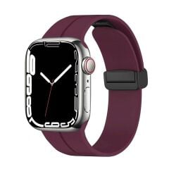 Apple Watch 10 46 mm uyumlu Silikon Kordon Magnetik D Tokalı Spor Kayış Mıknatıslı Toka
