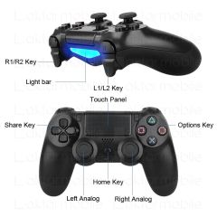Kablosuz Oyun Kolu Titreşimli - Touchpad Bluetooth Gamepad - Wireless Joystick - PS4 / PC / Laptop