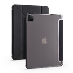 Apple iPad Pro 11 2021 3. Nesil Kılıf Kalem Bölmeli Premium Smart Standlı Tablet Kılıfı Siyah