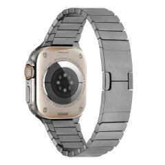 Apple Watch 10 46 mm uyumlu Metal Kordon Baklalı Model Bilezik Paslanmaz Çelik Kayış Kelebek Toka