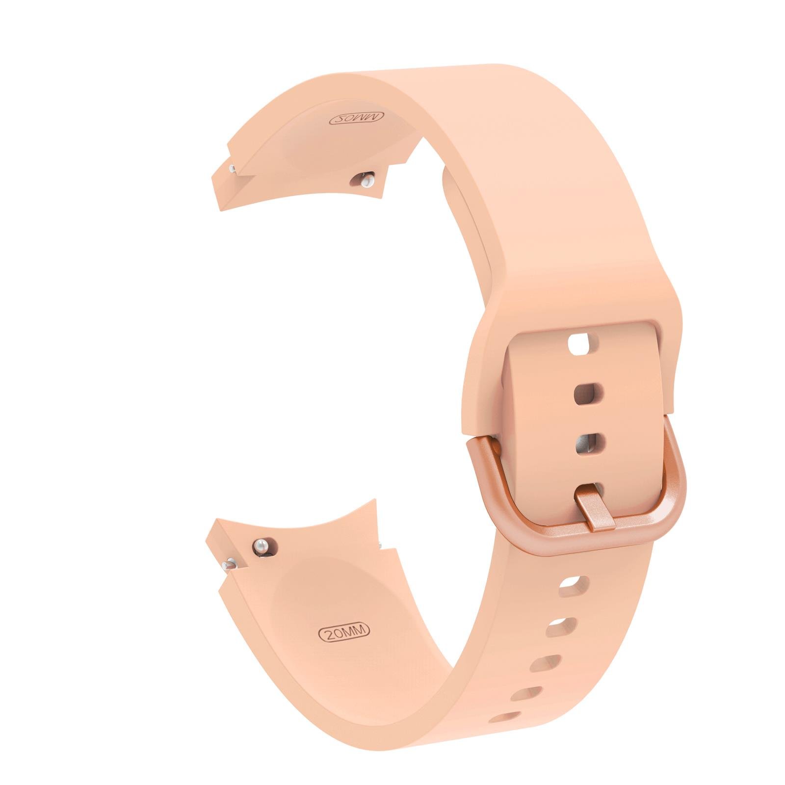 Samsung Galaxy Watch 6 40 / 44 mm Silikon Kordon Tam Uyumlu Pim Tasarımı Premium Spor Kayış Pudra