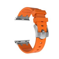 Apple Watch 10 46 mm Uyumlu Metal Aksamlı Silikon Kordon Luxury Premium Kayış Paslanmaz Çelik