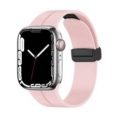 Apple Watch 10 46 mm uyumlu Silikon Kordon Magnetik D Tokalı Spor Kayış Mıknatıslı Toka Pudra