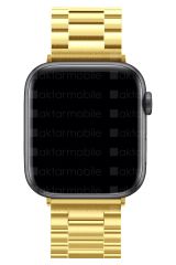 Apple Watch 10 46 mm uyumlu Metal Kordon Paslanmaz Çelik Baklalı Model Kayış