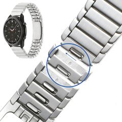 Samsung Galaxy Watch 46 mm Uyumlu Metal Kordon Baklalı Model Paslanmaz Çelik Kayış Kelebek Toka Gümüş