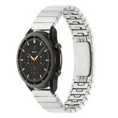 Samsung Galaxy Watch 46 mm Uyumlu Metal Kordon Baklalı Model Paslanmaz Çelik Kayış Kelebek Toka Gümüş