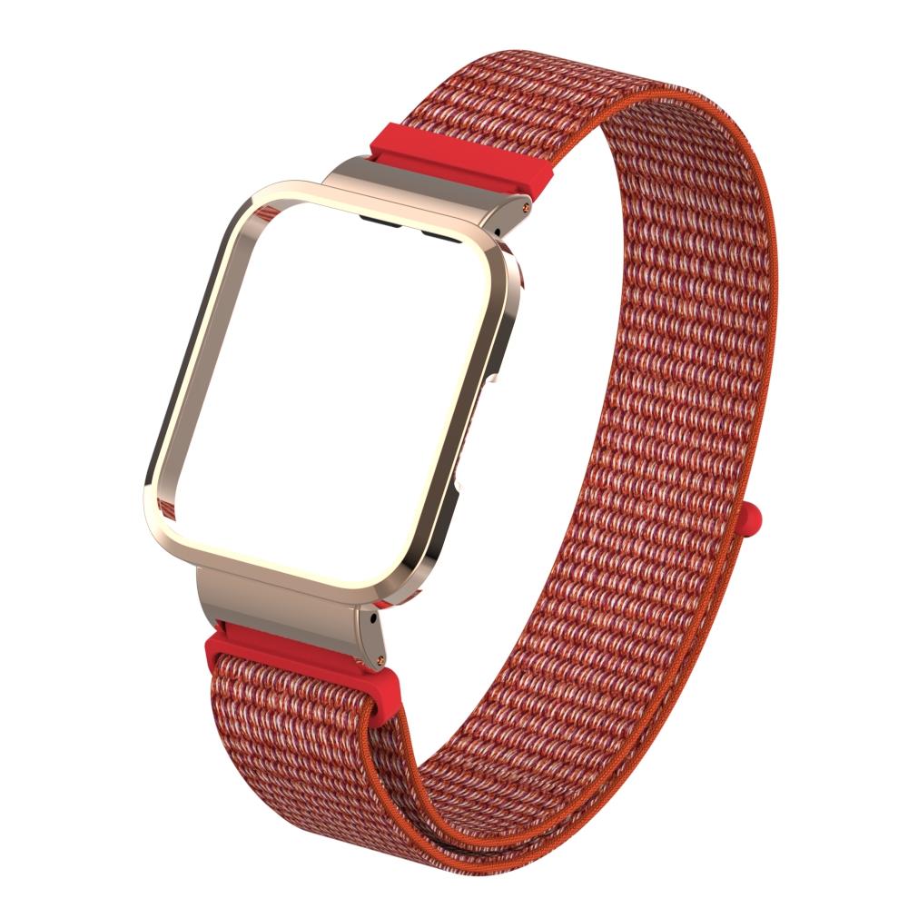 Xiaomi Mi Watch Lite uyumlu Spor Loop Kordon & Kasa Koruma 2 in 1 Hasır Örgü Cırtlı Kayış Velcro No: 18