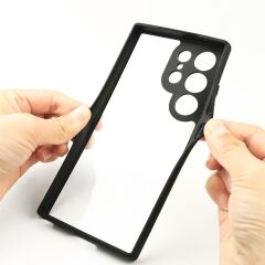 Galaxy S24 Ultra uyumlu Kılıf Kamera Lens Korumalı Kenarları Silikon Arkası Sert Şeffaf Kapak