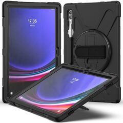 Galaxy Tab S8 Ultra 14.6'' SM-X900 uyumlu Kılıf Askılı Standlı Defender Üstün Koruma Zırh Tank