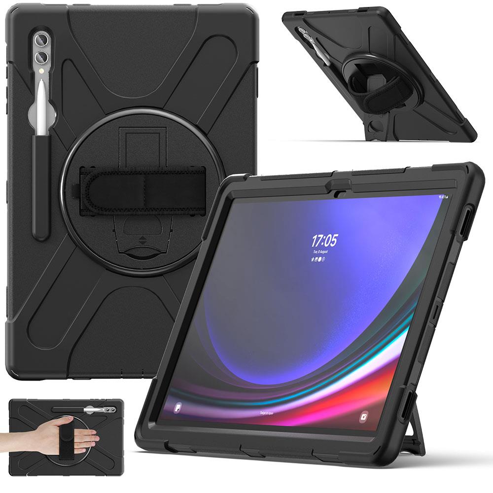 Galaxy Tab S8 Ultra 14.6'' SM-X900 uyumlu Kılıf Askılı Standlı Defender Üstün Koruma Zırh Tank