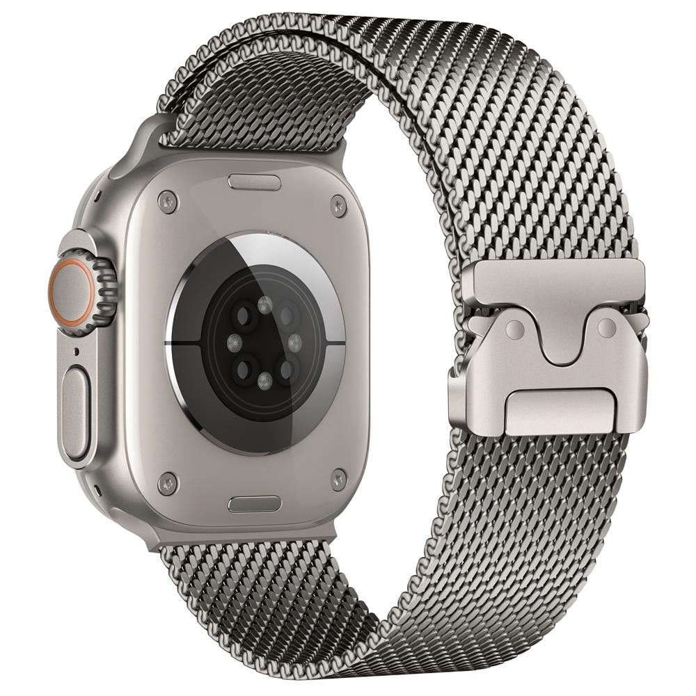 Apple Watch 6 5 4 3 2 1 SE 42 44 mm Uyumlu Hasır Çelik Örgü Kordon Premium Çelik Kayış Kilitli Toka