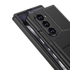 Samsung Galaxy Z Fold 6 uyumlu Kartlıklı Kılıf Yatay Dikey Standlı Kamera Korumalı Premium Kapak