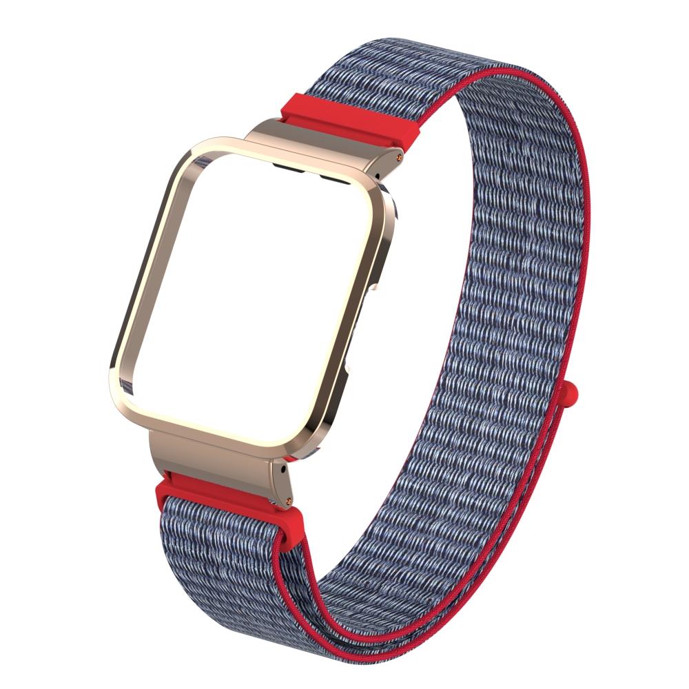 Xiaomi Mi Watch Lite uyumlu Spor Loop Kordon & Kasa Koruma 2 in 1 Hasır Örgü Cırtlı Kayış Velcro No: 17