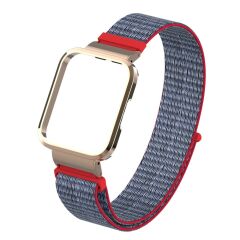 Xiaomi Mi Watch Lite uyumlu Spor Loop Kordon & Kasa Koruma 2 in 1 Hasır Örgü Cırtlı Kayış Velcro No: 17