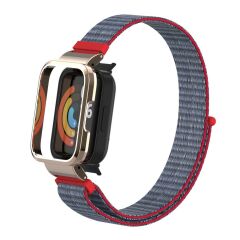 Xiaomi Mi Watch Lite uyumlu Spor Loop Kordon & Kasa Koruma 2 in 1 Hasır Örgü Cırtlı Kayış Velcro No: 17