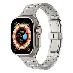 Apple Watch 10 42 mm Uyumlu Metal Kordon Luxury Paslanmaz Çelik Kayış