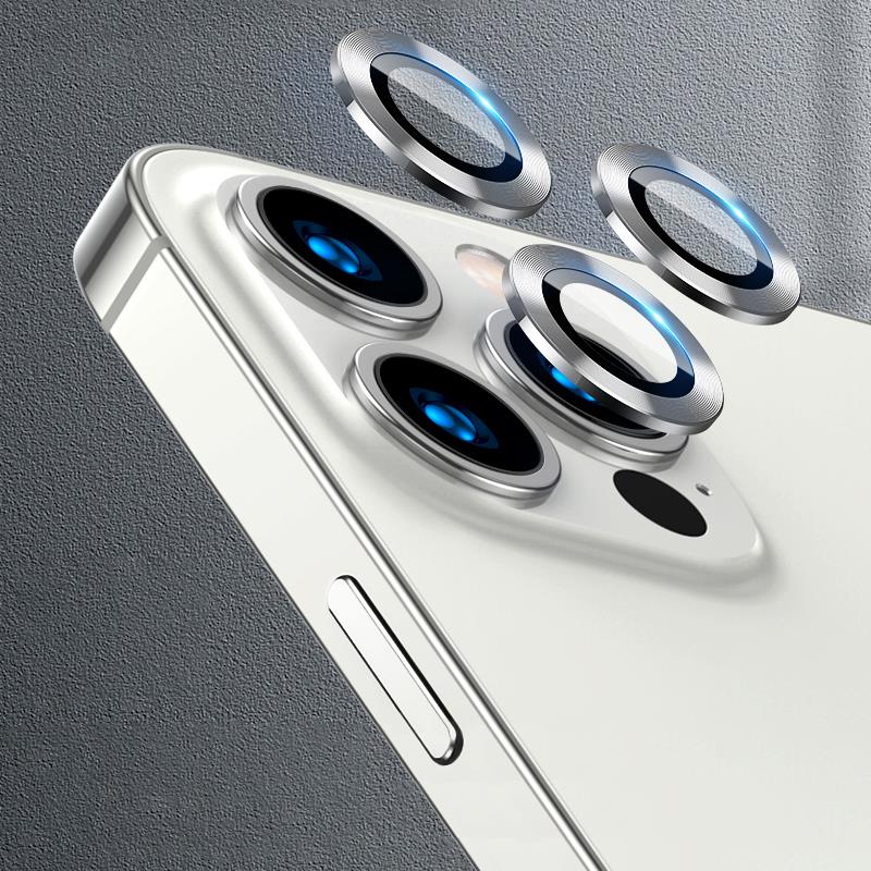 iPhone 13 Pro Max Kamera Lens Koruyucu Cam Tempered Glass Gümüş