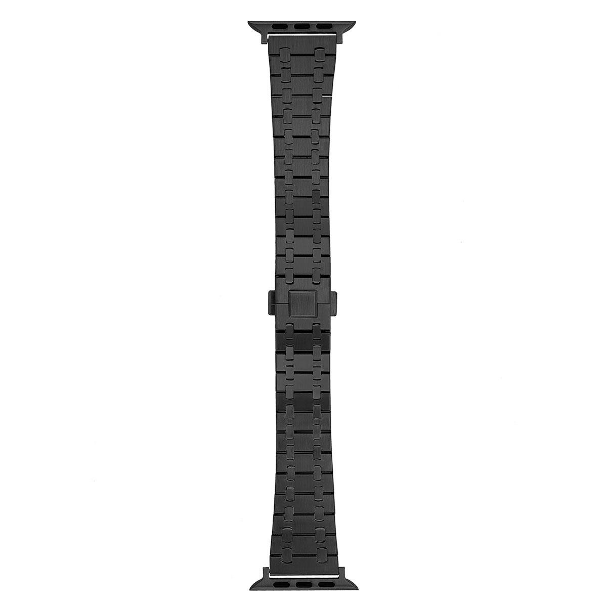 Apple Watch 10 42 mm Uyumlu Metal Kordon Luxury Paslanmaz Çelik Kayış Siyah