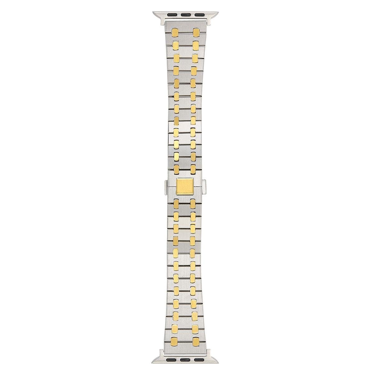 Apple Watch 10 42 mm Uyumlu Metal Kordon Luxury Paslanmaz Çelik Kayış Gümüş - Gold