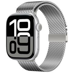 Apple Watch 7 8 9 45 mm Uyumlu Hasır Çelik Örgü Kordon Premium Paslanmaz Çelik Kayış Kilitli Toka