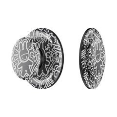 Benks Black and White Bunny Tasarımlı Magnetik Pop Soket Stand Siyah