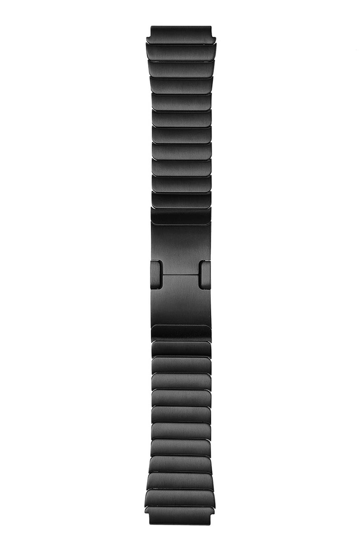 Amazfit GTR 2e 47 mm Uyumlu Metal Kordon Baklalı Model Paslanmaz Çelik Kayış Kelebek Toka Siyah