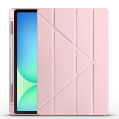 Galaxy Tab S10 FE+ Plus 13.1'' SM-X620 2025 uyumlu Kapaklı Kılıf Kalem Bölmeli Standlı Uyku Modlu Rose Gold