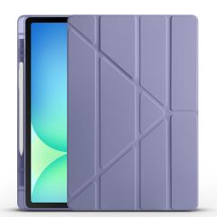 Galaxy Tab S10 FE+ Plus 13.1'' SM-X620 2025 uyumlu Kapaklı Kılıf Kalem Bölmeli Standlı Uyku Modlu Levander Gray