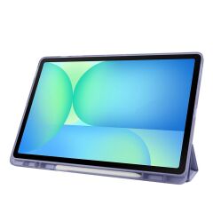 Galaxy Tab S10 FE+ Plus 13.1'' SM-X620 2025 uyumlu Kapaklı Kılıf Kalem Bölmeli Standlı Uyku Modlu Levander Gray