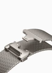 Apple Watch 10 46 mm Uyumlu Hasır Çelik Örgü Kordon Premium Paslanmaz Çelik Kayış Kilitli Toka Rose Pembe