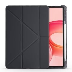 Honor Pad 10 2025 12.1 inç uyumlu Kılıf Kalem Bölmeli Tri Folding Standlı Arkası Silikon Kapak