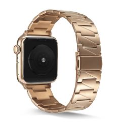 Apple Watch 8 45 mm uyumlu Metal Kordon Geometrik Tasarım Çelik Kayış Rose Gold