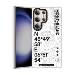 Galaxy S24 Ultra Kılıf Magsafe Şarj Özellikli Koordinat Yazı Desenli Benks Summit Serisi Kapak