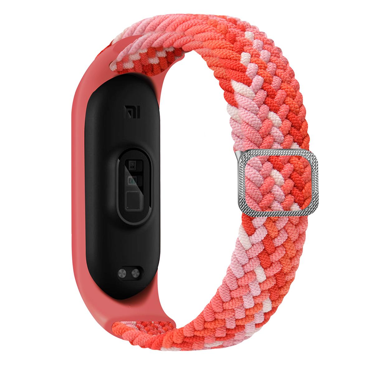 Xiaomi Mi Band 4 uyumlu Kordon Örgü Loop Kayış Metal Tokalı Bileklik Elastik Ayarlanabilir Pudra - Pembe