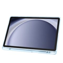 Galaxy Tab A9 8.7'' uyumlu Kılıf Kalem Bölmeli Standlı Uyku Modlu Kapaklı Tablet Kılıfı Mavi