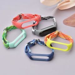 Xiaomi Mi Band 4 uyumlu Kordon Örgü Loop Kayış Metal Tokalı Bileklik Elastik Ayarlanabilir Siyah