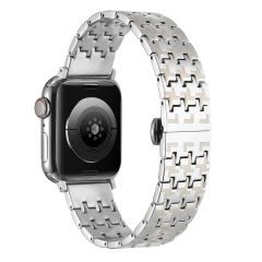 Apple Watch 10 42 mm Metal Kordon Şık Zikzak Tasarım Premium Paslanmaz Çelik Kayış Gümüş