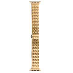 Apple Watch 10 42 mm Metal Kordon Şık Zikzak Tasarım Premium Paslanmaz Çelik Kayış Gold