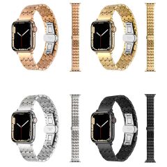 Apple Watch 10 42 mm Metal Kordon Şık Zikzak Tasarım Premium Paslanmaz Çelik Kayış Gold