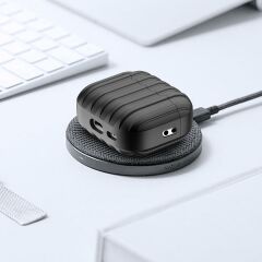 Apple Airpods Pro 2. Nesil Tam Uyumlu Kılıf Hoparlör ve Mikrofon Delikli Kapak Şeritli Bavul Tasarım