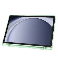 Galaxy Tab A9 8.7'' uyumlu Kılıf Kalem Bölmeli Standlı Uyku Modlu Kapaklı Tablet Kılıfı Açık Yeşil