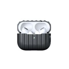 Apple Airpods Pro 2. Nesil Tam Uyumlu Kılıf Hoparlör ve Mikrofon Delikli Kapak Şeritli Bavul Tasarım Siyah