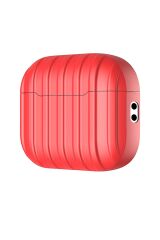 Apple Airpods Pro 2. Nesil Tam Uyumlu Kılıf Hoparlör ve Mikrofon Delikli Kapak Şeritli Bavul Tasarım Kırmızı
