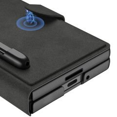 Galaxy Z Fold 7 uyumlu Kapaklı Cüzdan Kartlık Kılıf Standlı Kalemlikli Kamera Korumalı Kapak