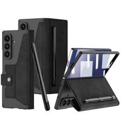 Galaxy Z Fold 7 uyumlu Kapaklı Cüzdan Kartlık Kılıf Standlı Kalemlikli Kamera Korumalı Kapak