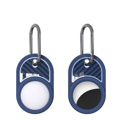 Apple Airtag Anahtarlık & Kılıf - Karbon Fiber Desenli Silikon Kılıf Lacivert